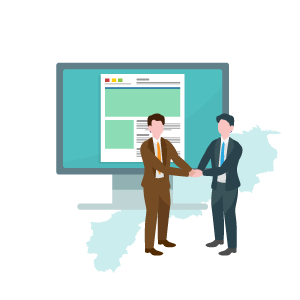 パソコンの前で悩む女性のイラスト