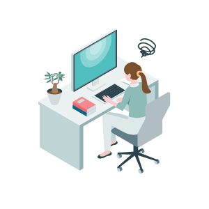 自作したホームページで悩む人のイラスト